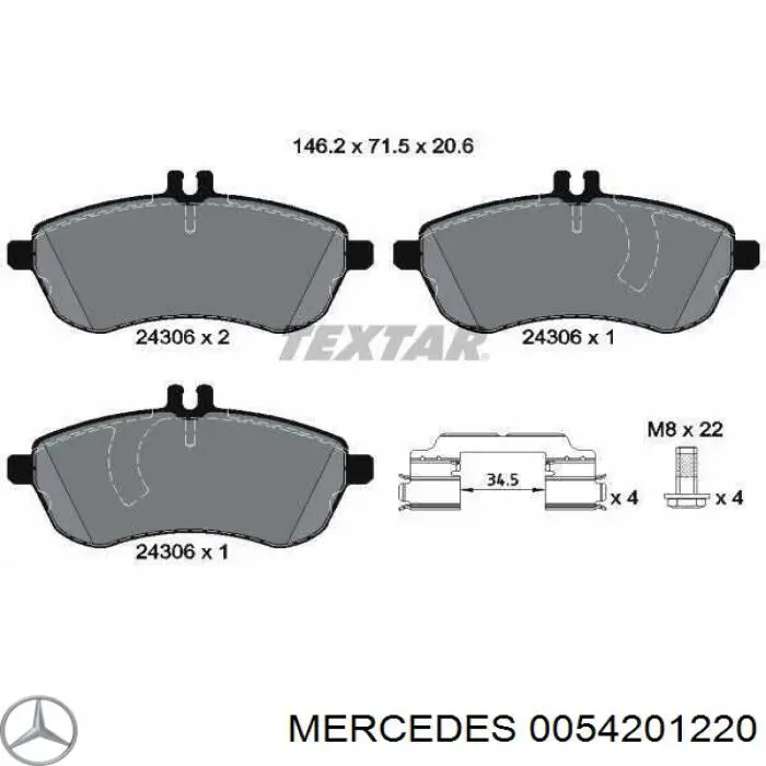 Колодки Mercedes 0054201220 цена, от 35.19 USD