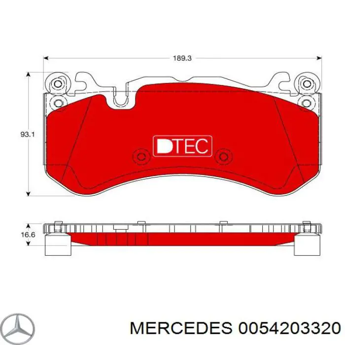 Передние тормозные колодки 0054203320 Mercedes