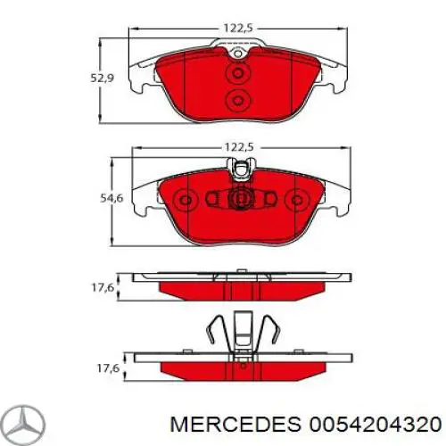 Купить 0054204320 Mercedes Колодки тормозные задние, дисковые