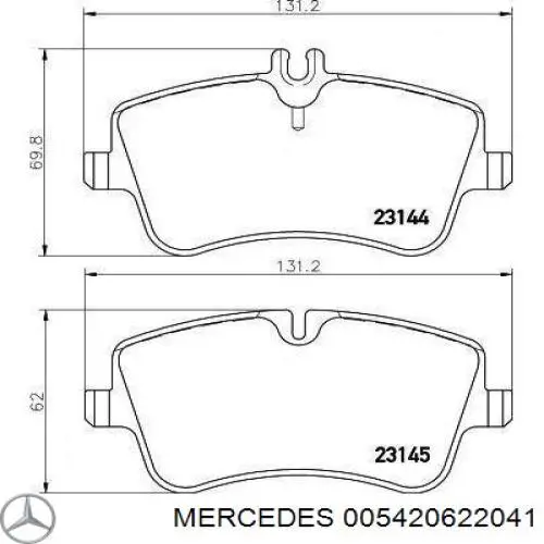 Передние тормозные колодки 005420622041 Mercedes