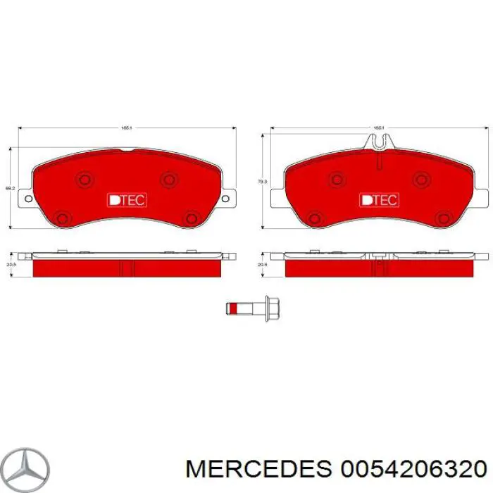 Передние тормозные колодки 0054206320 Mercedes