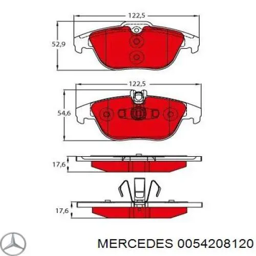 0054208120 Mercedes колодки тормозные задние дисковые