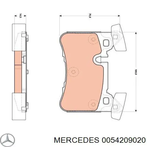 0054209020 Mercedes колодки тормозные задние дисковые
