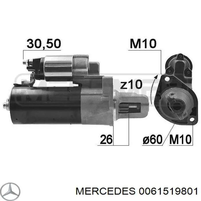 0061519801 Mercedes motor de arranco