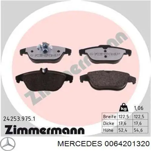 0064201320 Mercedes Колодки тормозные дисковые комплект