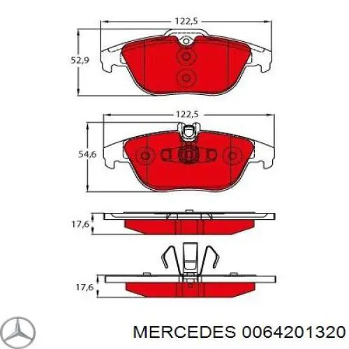 Купить 0064201320 Mercedes Колодки тормозные задние, дисковые