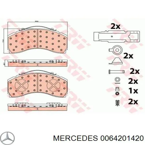 Колодки Mercedes 0064201420 цена, от 152.18 USD