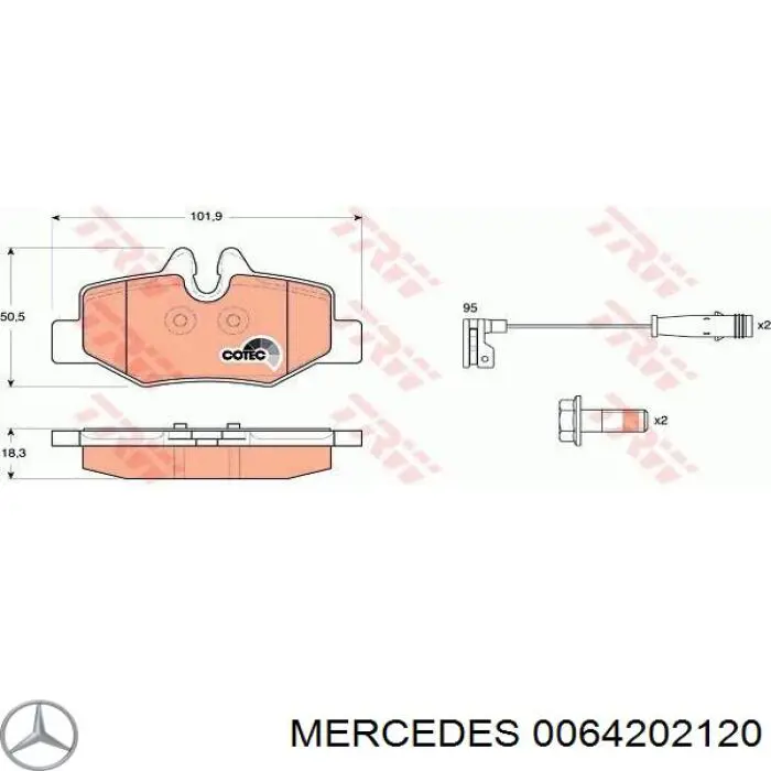 Купить 0064202120 Mercedes Колодки тормозные задние, дисковые