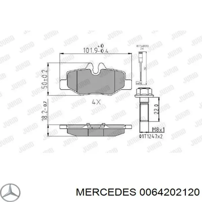 Колодки дисковые  Mercedes 0064202120 цена, от 19.63 USD