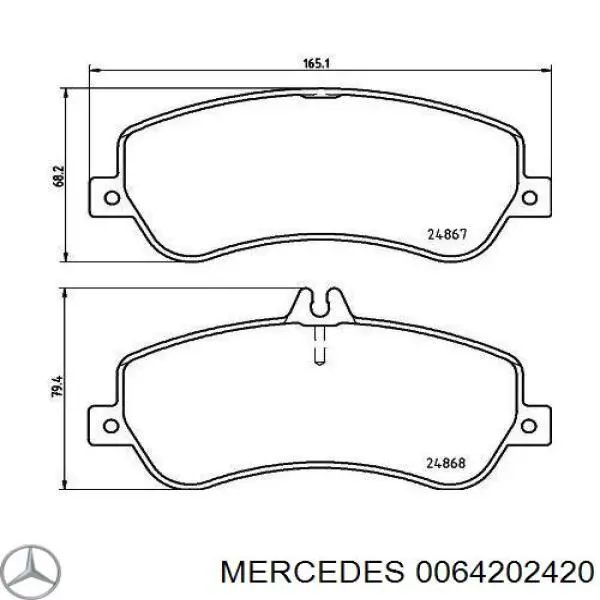 Передние тормозные колодки 0064202420 Mercedes