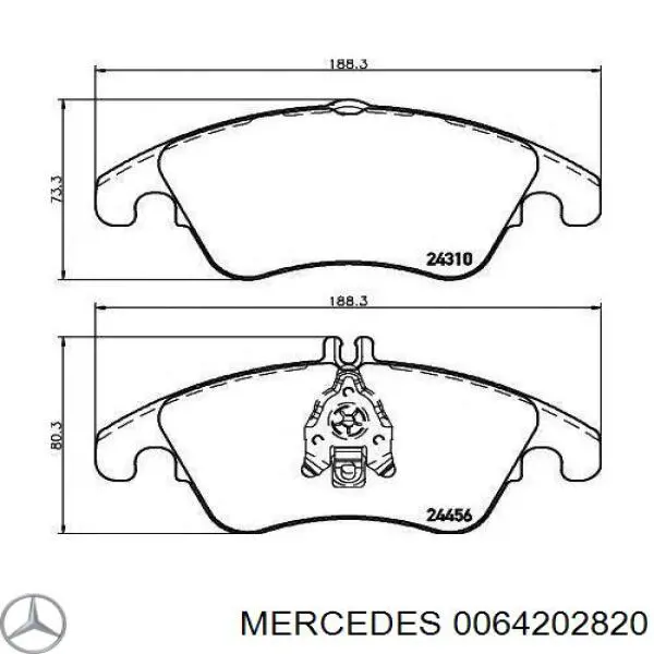 0064202820 Mercedes колодки тормозные передние дисковые