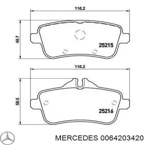 0064203420 Mercedes Колодки тормозные дисковые комплект
