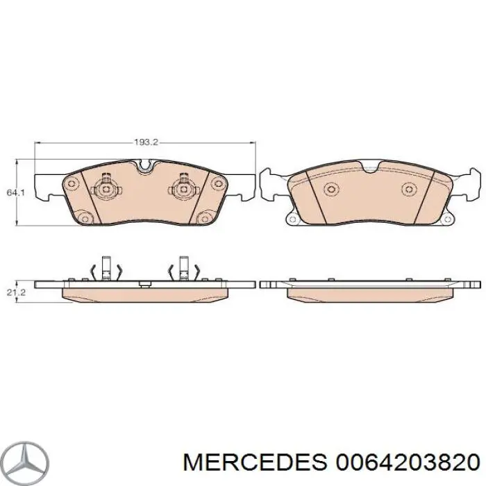 Передние тормозные колодки 0064203820 Mercedes