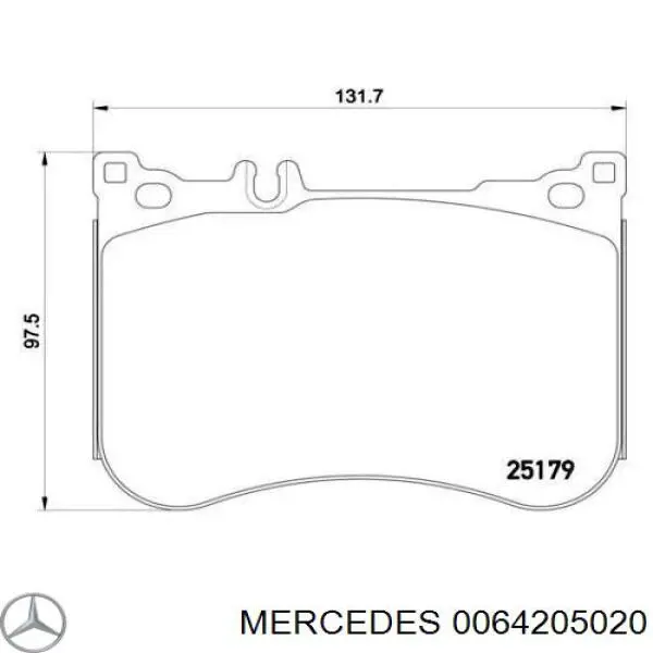 Передние тормозные колодки 0064205020 Mercedes