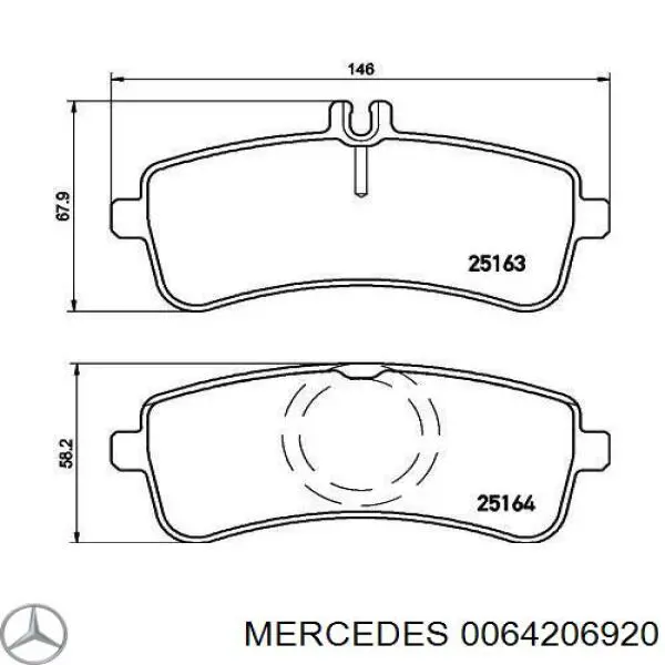 Задние тормозные колодки 0064206920 Mercedes