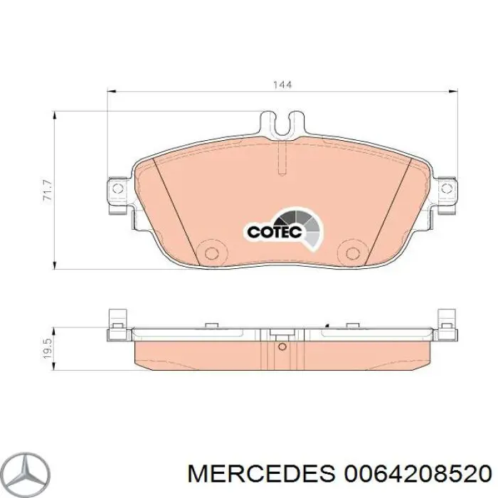 Передние тормозные колодки 0064208520 Mercedes