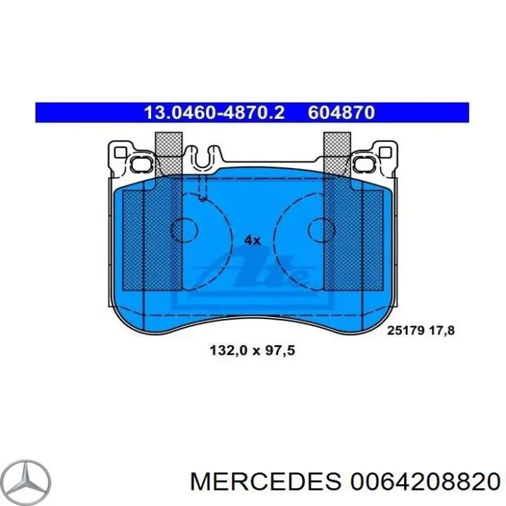 Передние тормозные колодки 0064208820 Mercedes