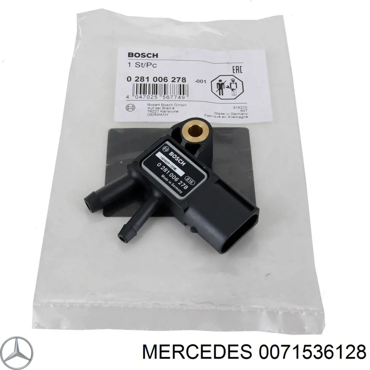 Датчик давления выхлопных газов 0071536128 Mercedes