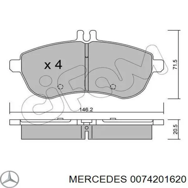 Передние тормозные колодки 0074201620 Mercedes