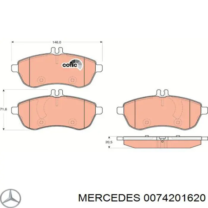 Тормозные колодки Mercedes 0074201620