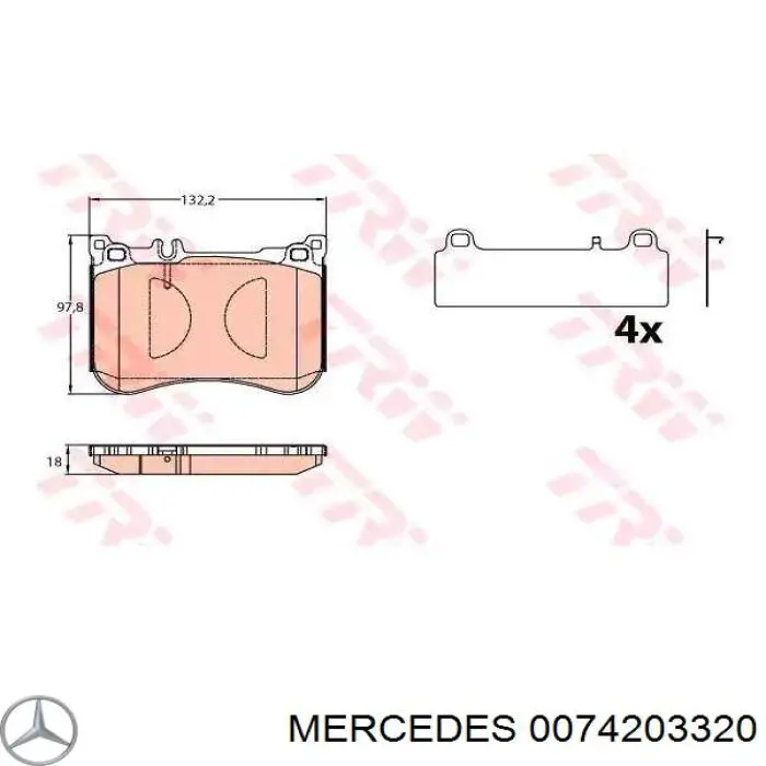 0074203320 Mercedes Колодки передние