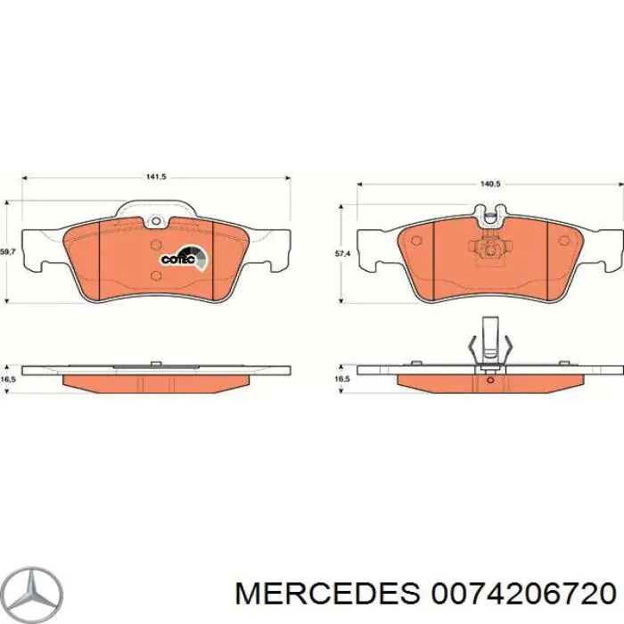 Задние дисковые колодки Mercedes 0074206720