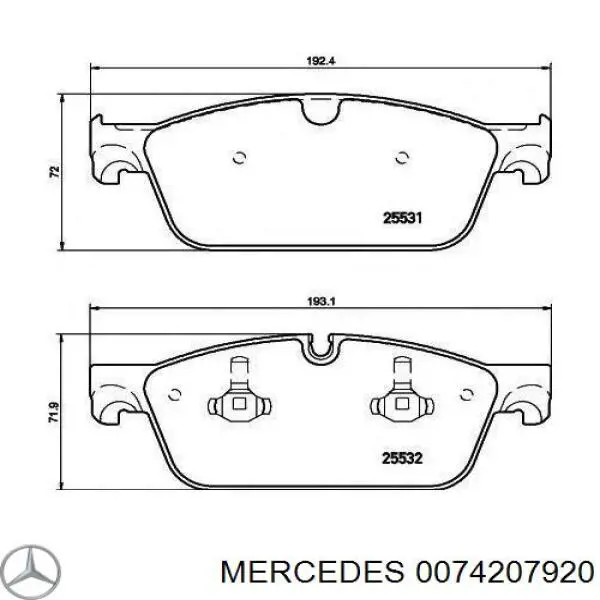 0074207920 Mercedes sapatas do freio dianteiras de disco