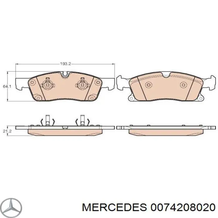 0074208020 Mercedes колодки тормозные передние дисковые