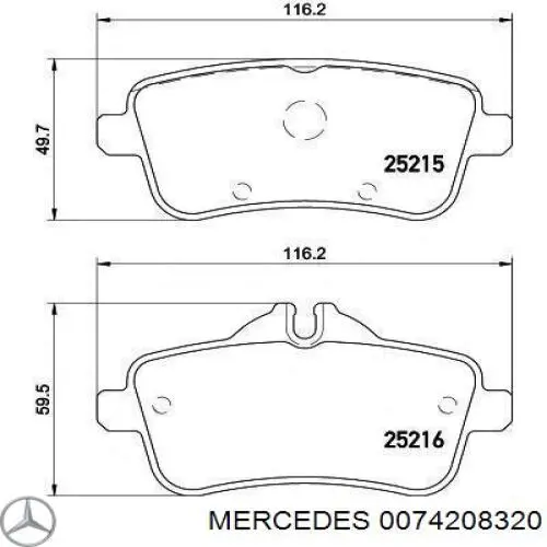 Задние тормозные колодки 0074208320 Mercedes