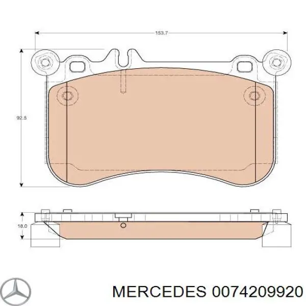 Колодки Mercedes 0074209920 цена, от 58.05 USD