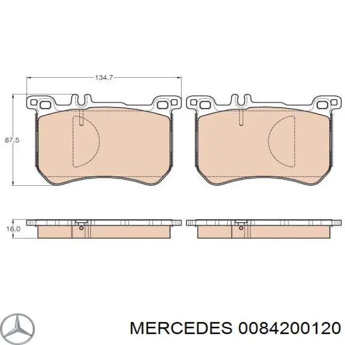 Передние тормозные колодки 0084200120 Mercedes