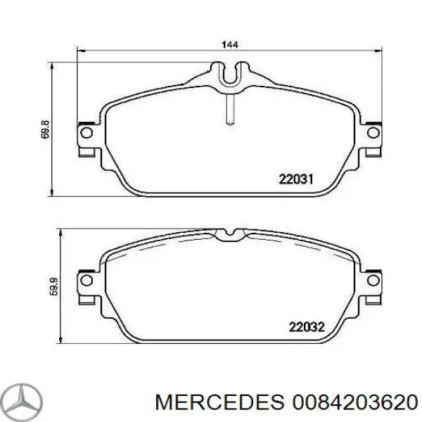 0084203620 Mercedes колодки тормозные передние дисковые