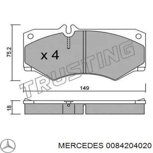 0084204020 Mercedes колодки тормозные передние дисковые