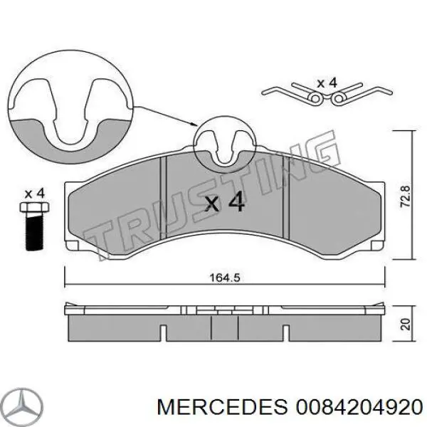0084204920 Mercedes передние тормозные колодки