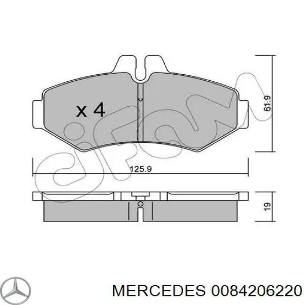 0084206220 Mercedes задние тормозные колодки