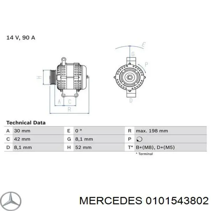 Генератор 0101543802 Mercedes