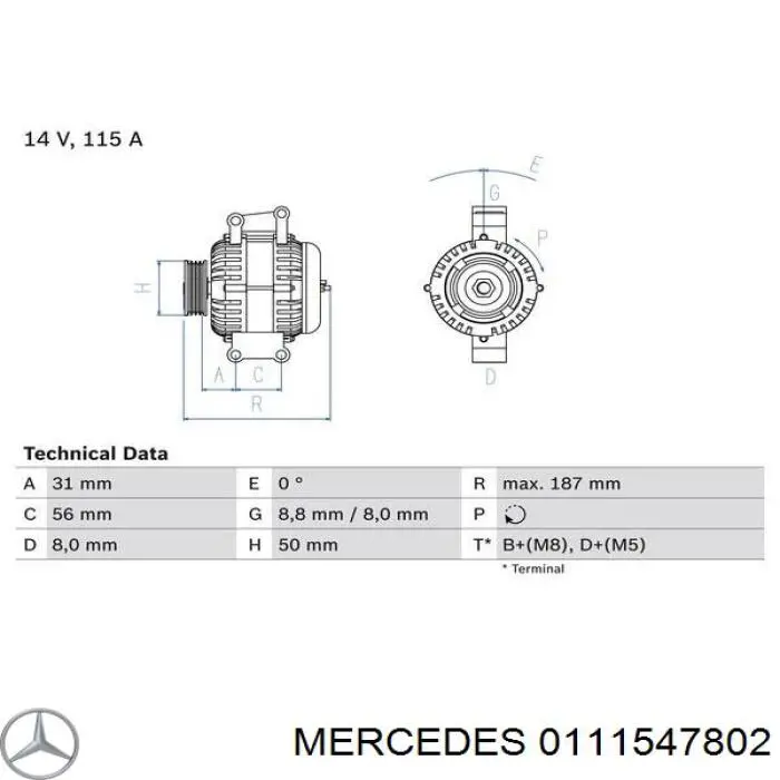 Автомобильный генератор Mercedes 0111547802 цена, от 123.77 USD