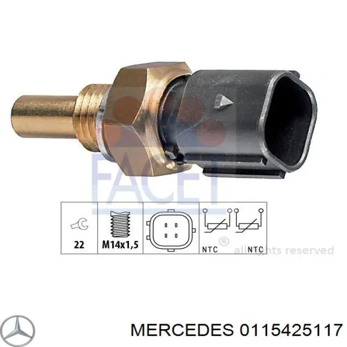 0115425117 Mercedes датчик температуры охлаждающей жидкости