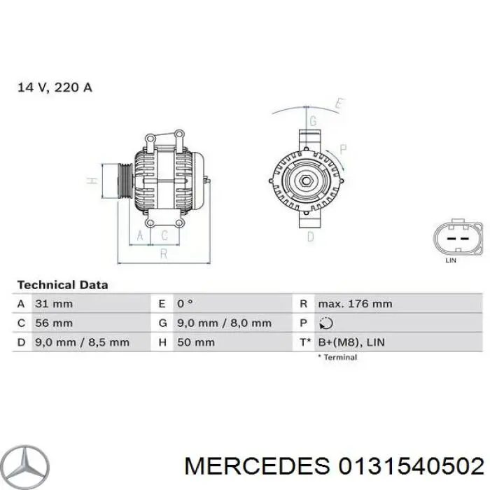Генератор 0131540502 Mercedes