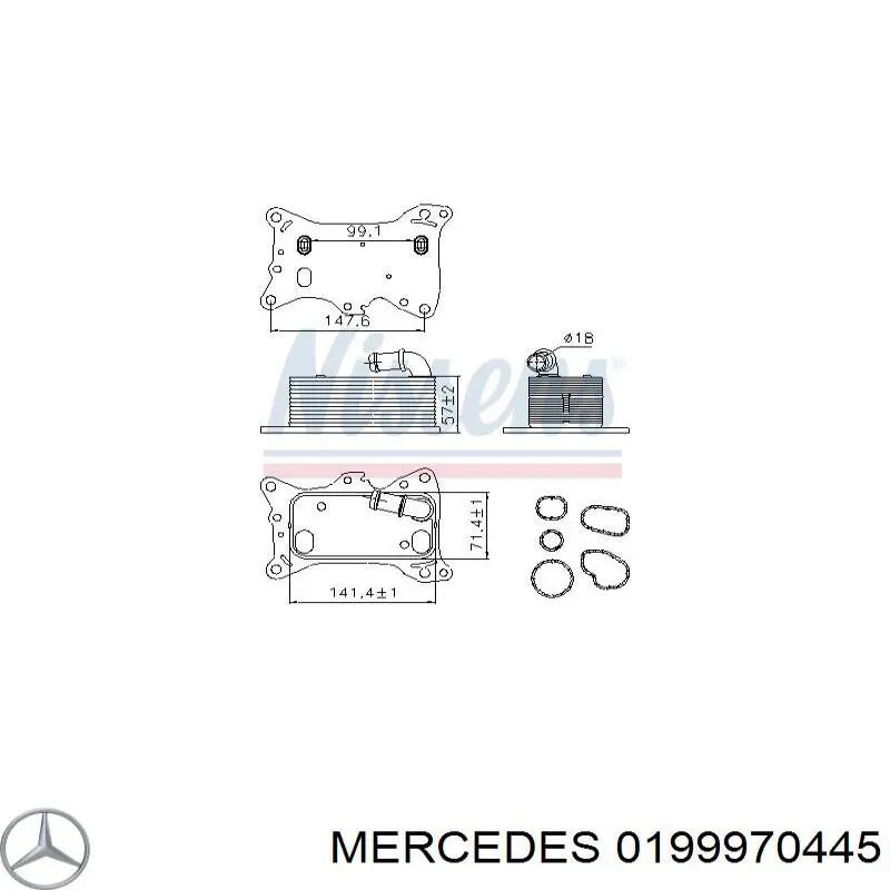 0199970445 Mercedes vedante do radiador de óleo