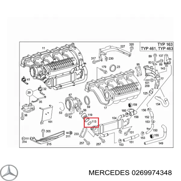 Кольцо уплотнительное патрубка EGR на Мерседес-бенц Вито (Mercedes Vito) 639 фургон