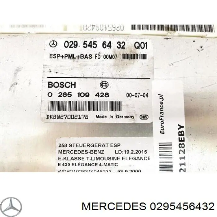 Купить A0295456432 Mercedes 