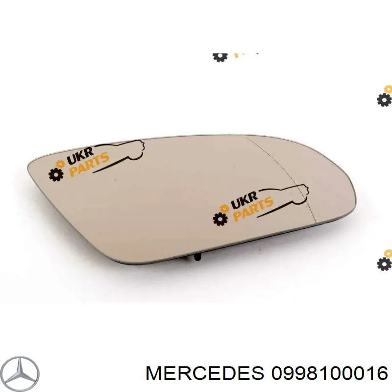 0998100016 Mercedes elemento espelhado do espelho de retrovisão direito