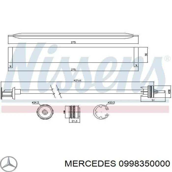 Receptor-secador del aire acondicionado 0998350000 Mercedes