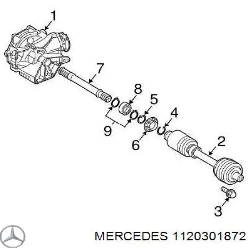 1120301872 Mercedes вал привода полуоси промежуточный