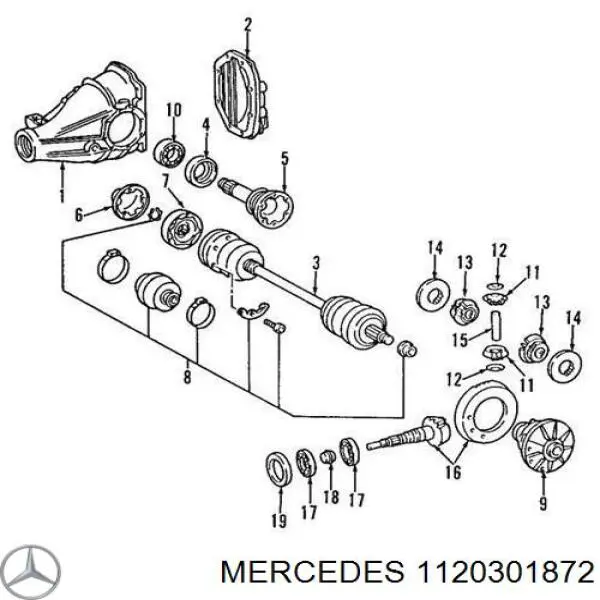 Вал привода полуоси A1120301872 Mercedes