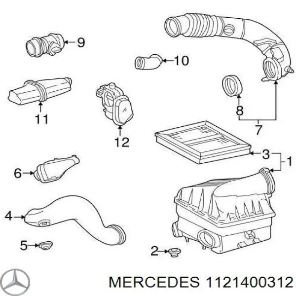 1121400312 Mercedes патрубок воздушный, расходомера воздуха