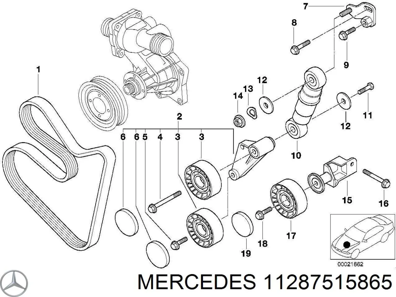 Натяжитель приводного ремня 11287515865 Mercedes