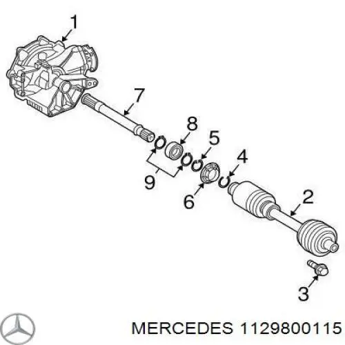 Подвесной подшипник передней полуоси Mercedes 1129800115 цена, от 45.72 USD