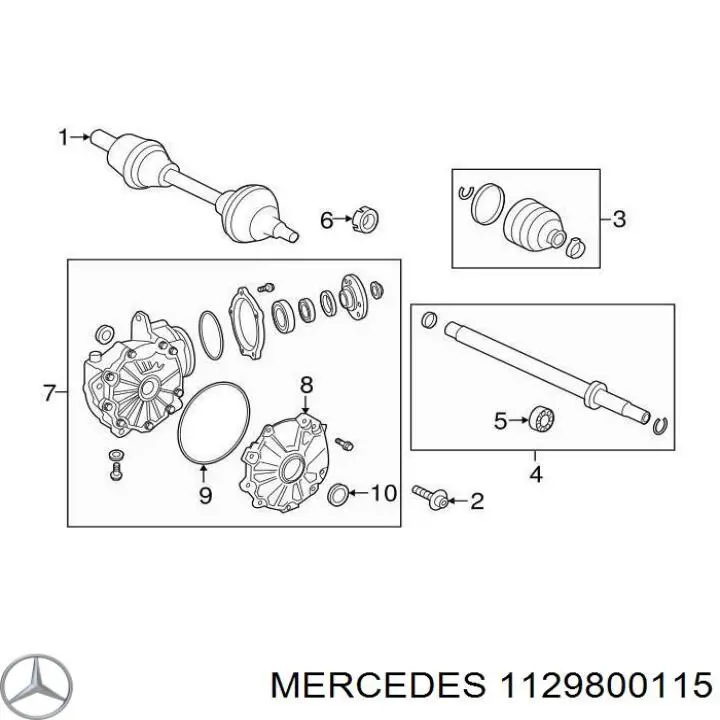 Купить 1129800115 Mercedes Подвесной подшипник передней полуоси